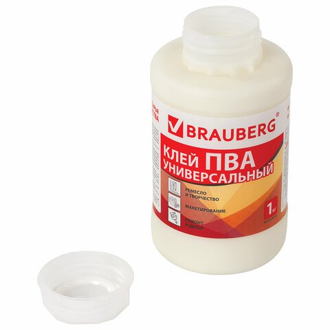 Клей ПВА BRAUBERG, 1 кг, универсальный (бумага, картон, дерево)