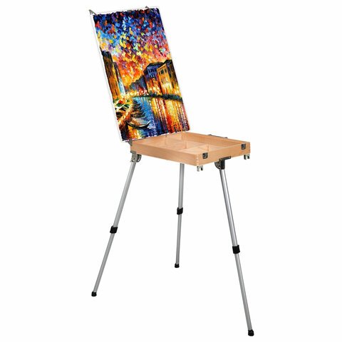 Этюдник из бука, 47×33х8.5 см, высота холста до 60 см, ножки алюминий 78 см, BRAUBERG ART