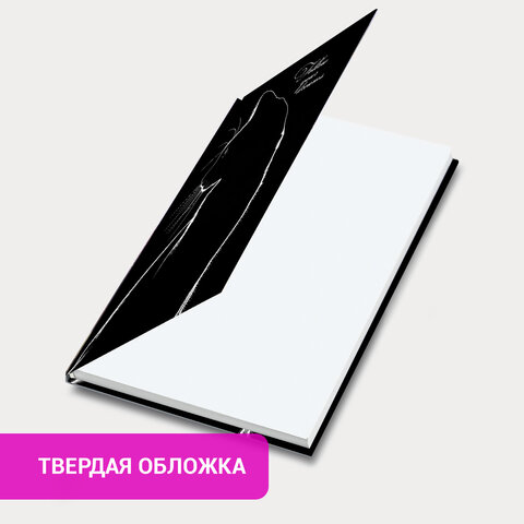 Ежедневник недатированный с резинкой А5 145×203 мм, BRAUBERG, твердый, 160 л., «Black cat»