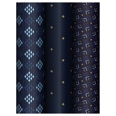 Упаковочная бумага глянц. 70×100см, MESHU «Strict pattern», 80 г/м2, ассорти, 3 дизайна
