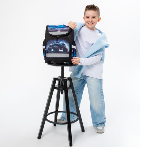 Ранец ЮНЛАНДИЯ WISE, 1 отделение, 3 кармана, устойчивое дно, Space driver, 37×29х15 см
