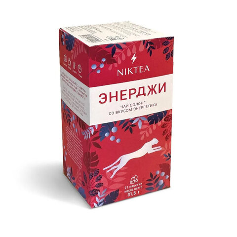 Чай NIKTEA «Energy» оолонг со вкусом энергетика, 21 пакетик в конвертах по 1.5 г
