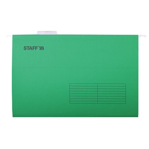 Подвесные папки A4/Foolscap (404×240 мм) до 80 л., КОМПЛЕКТ 10 шт., зеленые, картон, STAFF