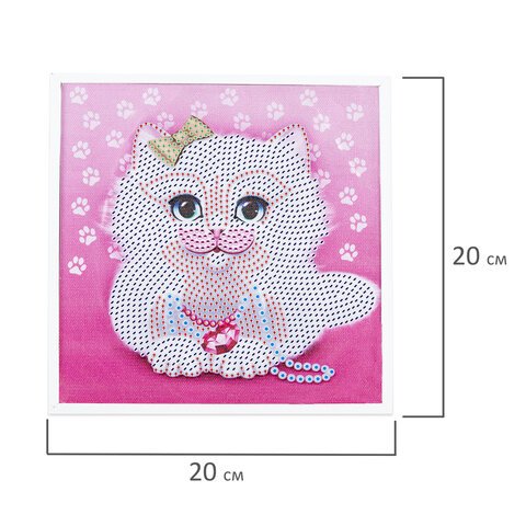 Картина стразами (алмазная мозаика) 20×20 см, ЮНЛАНДИЯ «Котёнок», в деревянной рамке