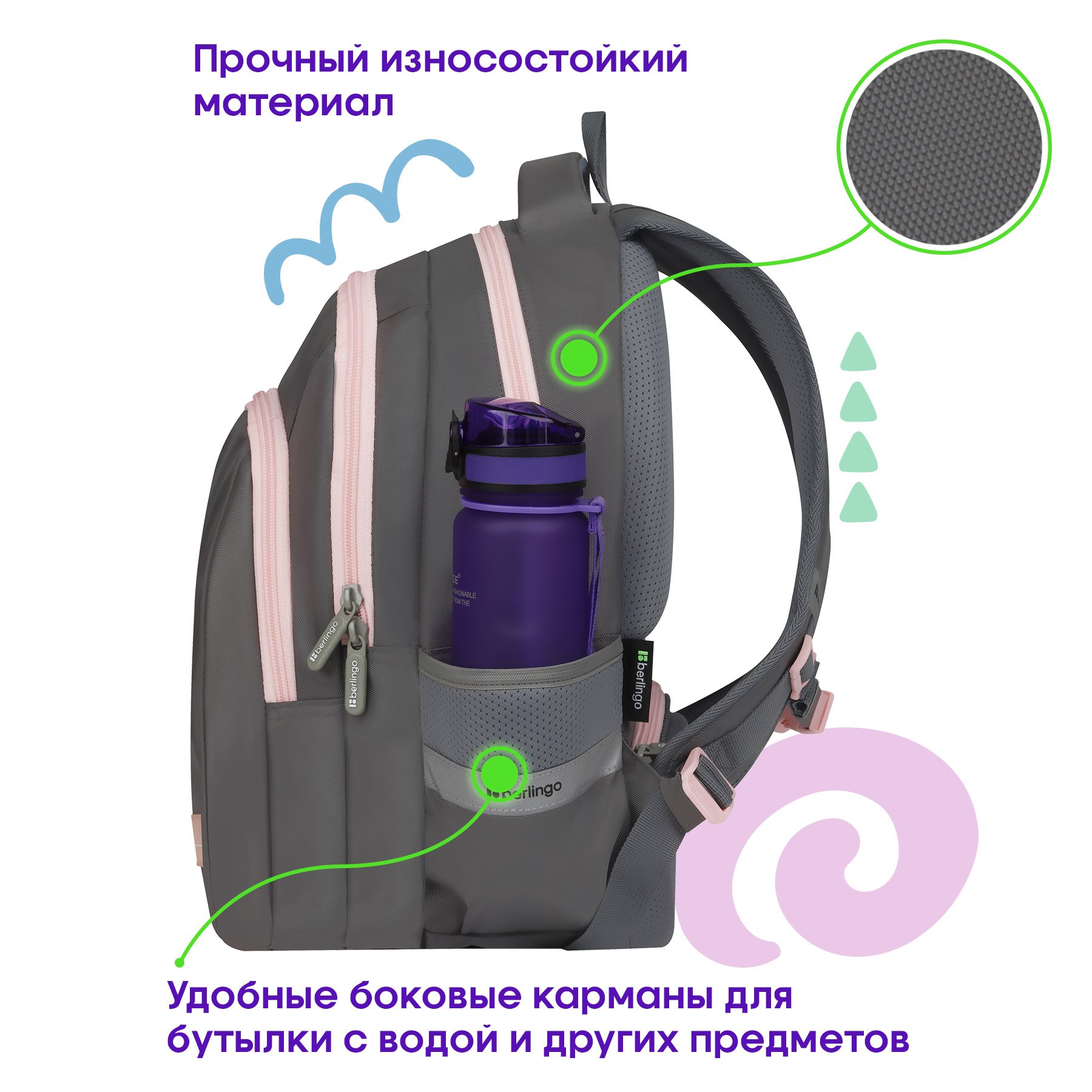 Рюкзак Berlingo Comfort «Flower» 38×27×18см, 3 отделения, 2 кармана, эргономичная спинка