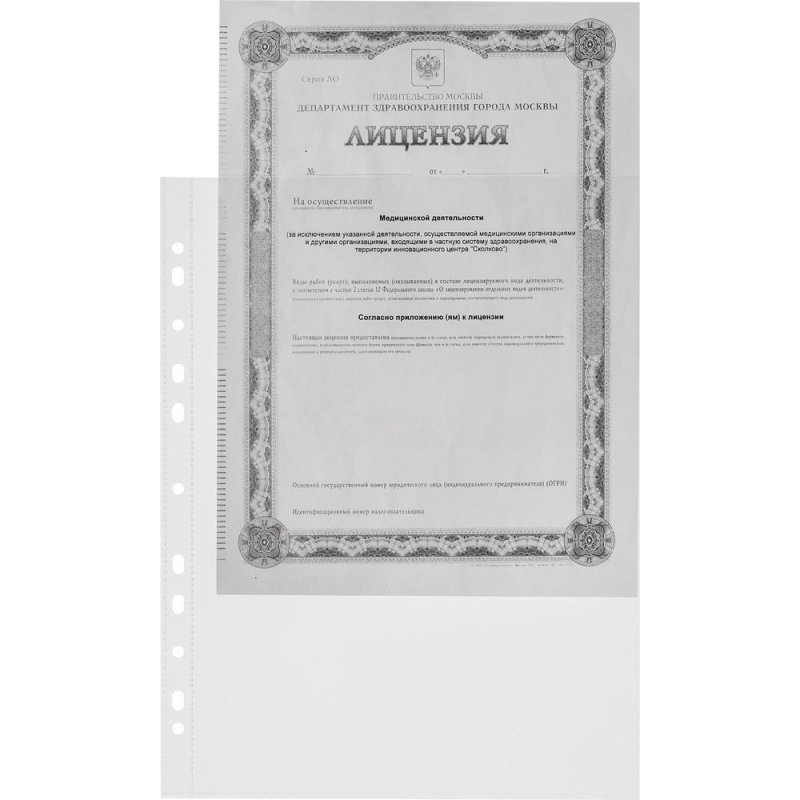 Файл-вкладыш А4 90 мкм Комус Русская серия, бел.,10 шт