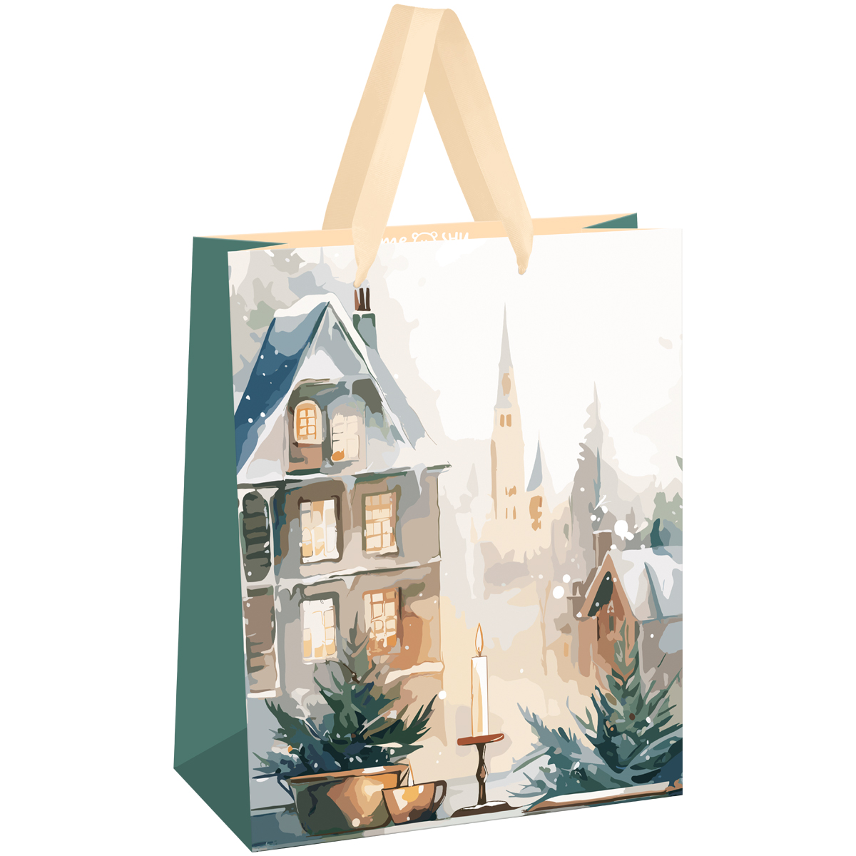 Пакет подарочный 26×32×12см MESHU «Christmas mood», фольга, матовая ламинация