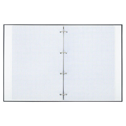 Тетрадь на кольцах БОЛЬШАЯ А4, 215×305 мм, 100 л., твердый картон, клетка, BRAUBERG, «Minimal black»