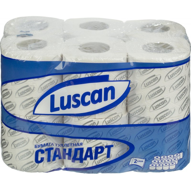 Бумага туалетная Luscan Standart 2сл бел вторичн втул 21.88м 175л 12рул/уп