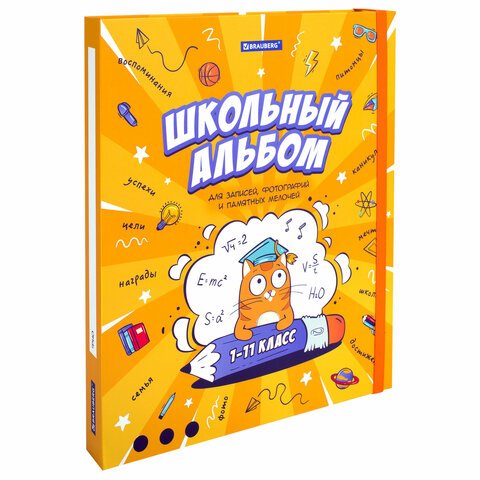 Папка-портфолио школьника, А4, ШКОЛЬНЫЙ АЛЬБОМ, 10 вкладышей, магнитный клапан 7БЦ, BRAUBERG