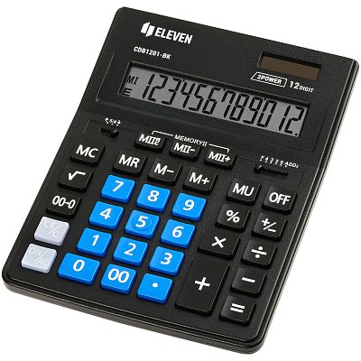 Калькулятор настольный Eleven Business Line CDB1201-BK/BL, 12 разрядов, двойное питание, 155×205×35мм, черный/синий