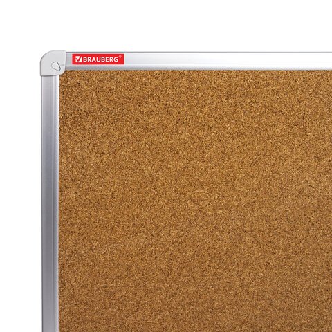 Доска пробковая для объявлений (90×120 см), алюминиевая рамка, BRAUBERG