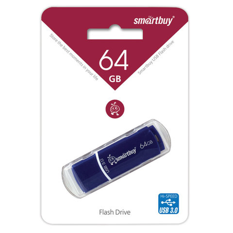 Флэш-диск 64 GB SMARTBUY Crown USB 3.0, синий