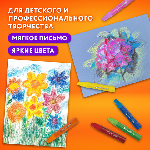 Пастель масляная восковые мелки утолщенные 72 цвета с точилкой, держателем и стеком, BRAUBERG PREMIUM