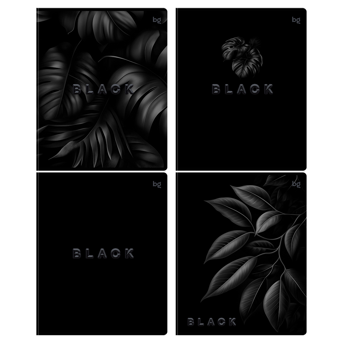 превью Тетрадь 48л., А5, клетка BG «Just Black», soft-touch ламинация, выб. лак