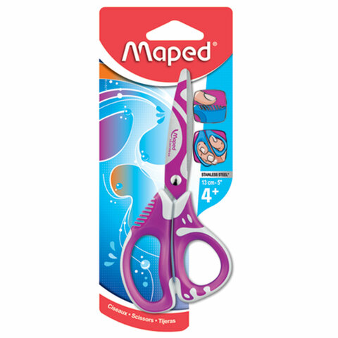 Ножницы MAPED "Zenoa Fit", 130 мм, прорезиненные ручки, с цветной печатью, картонная упаковка с европодвесом