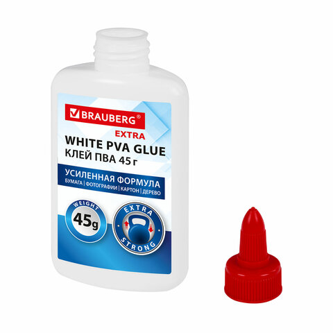 Клей ПВА, усиленный, BRAUBERG Extra (бумага, фотографии, картон, дерево), 45 г