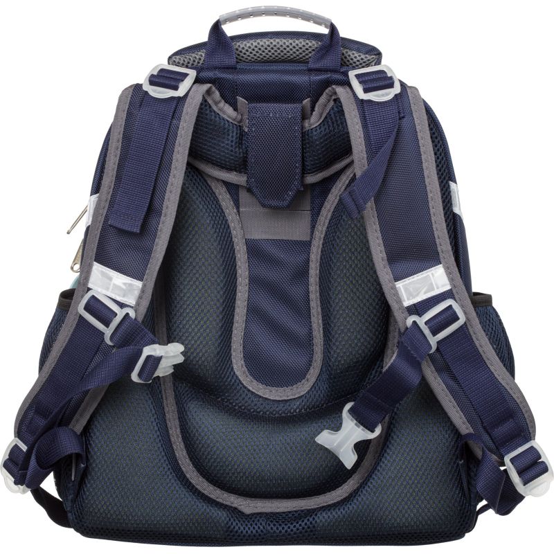 Ранец №1School Basic Casual син+сер+желт, 2 отд., эргоном. спинка