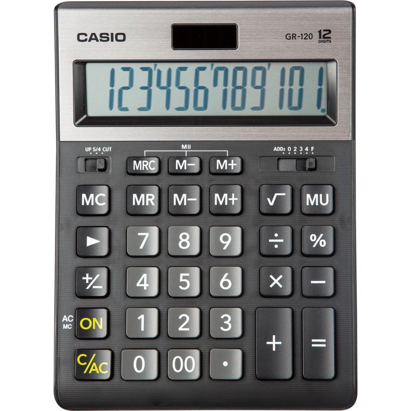 Калькулятор настольный Casio GR-120-W-EP 12-разрядный черный