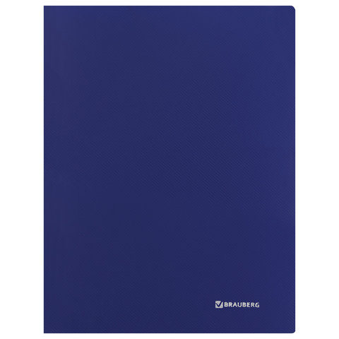 Папка с металлическим скоросшивателем и внутренним карманом BRAUBERG диагональ, темно-синяя, до 100 листов, 0,6 мм