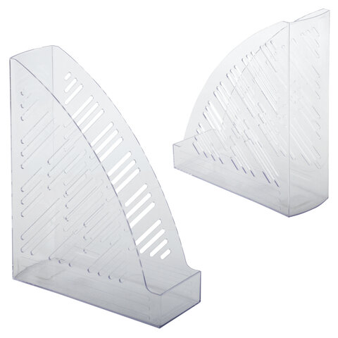 Лоток вертикальный для бумаг BRAUBERG «Standard+», 250×90×300 мм, прозрачный, 237227