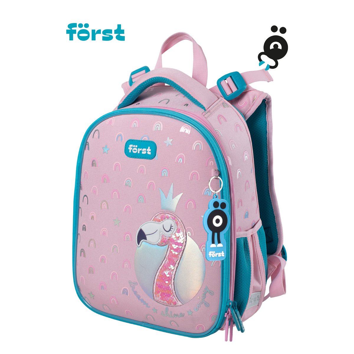 Ранец Först F-Top «Shiny flamingo» 36×28×15 см, 2 отделения, 2 кармана, анатомическая спинка