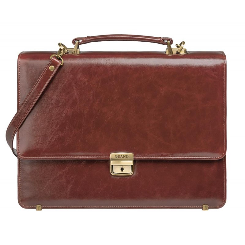 превью Портфель Grand из натуральной кожи коричневого цвета (01-057-0823)