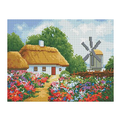 Алмазная мозаика ТРИ СОВЫ «Хутор», 30×40см, холст, картонная коробка с пластиковой ручкой