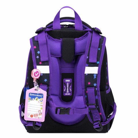 Ранец BRAUBERG PREMIUM, 2 отделения, с брелком, «Neon cat», 38×29х16 см