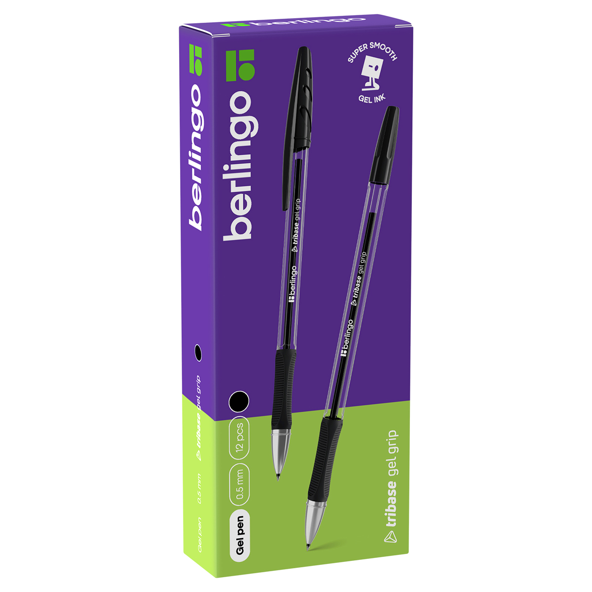 Ручка гелевая Berlingo «Tribase Gel grip» черная, 0.5мм, грип