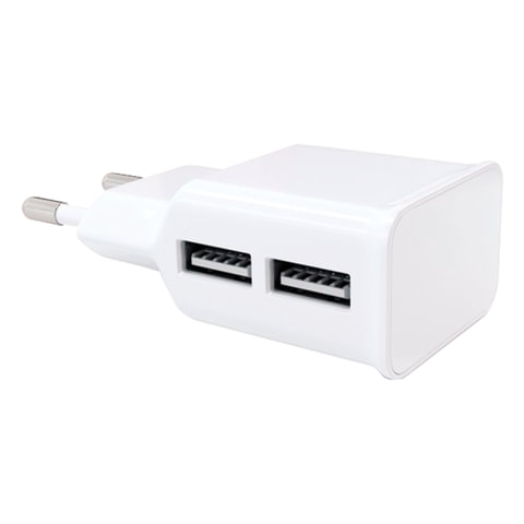 превью Зарядное устройство сетевое (220 В) RED LINE NT-2A, кабель microUSB 1 м, 2 порта USB, выходной ток 2.1 А, белое