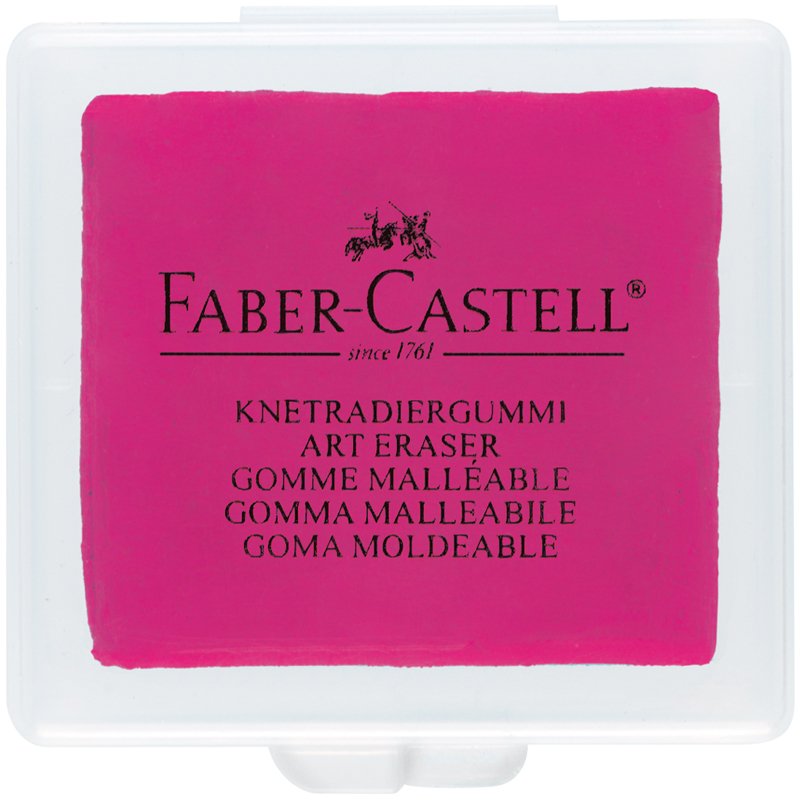 Ластик-клячка Faber-Castell, формопласт, 40×35×10мм, бирюзов./розов./синий, пластик. контейнер