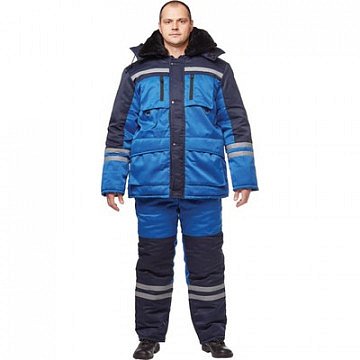 Костюм рабочий зимний мужской з03-КПК с СОП васильковый/синий (размер 48-50, рост 170-176)
