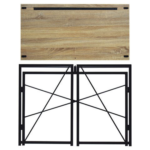 Стол на металлокаркасе BRABIX «LOFT CD-002», 1000×500х750 мм, складной, цвет дуб натуральный