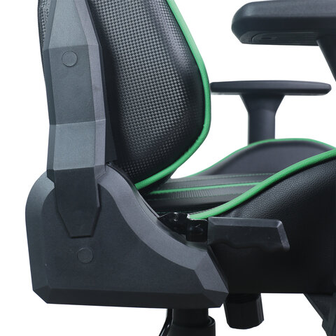 Кресло компьютерное BRABIX «GT Carbon GM-120», две подушки, экокожа, черное/зеленое, 531929