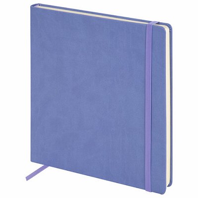 Скетчбук, слоновая кость 140 г/м2 200×200 мм, 80 л., КОЖЗАМ, резинка, BRAUBERG ART CLASSIC, пастель сиреневый