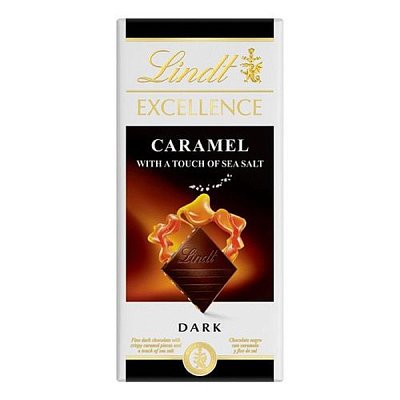 Шоколад LINDT темный с морской солью и карамелью, 100 гр