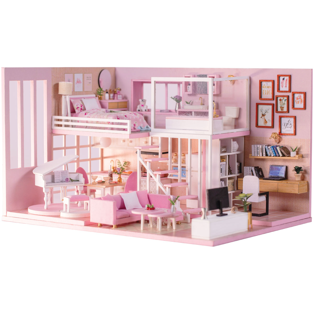 превью Сборная модель ТРИ СОВЫ, Румбокс «Нежная студия», инструменты, клей, светодиоды, картонная коробка