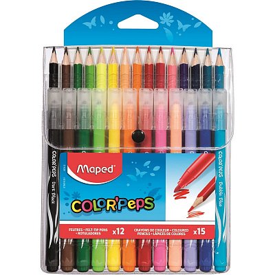Фломастеры Maped Color'peps 12 цветов + карандаши 15 цветов