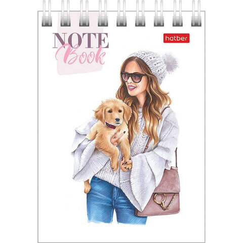 Блокнот МАЛЫЙ ФОРМАТ (75×105 мм) А7, 60 л., гребень, картон, клетка, HATBER «Happy time»