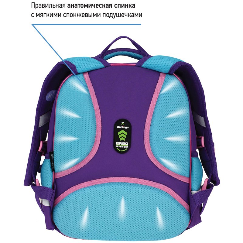 Рюкзак Berlingo Kids «Positive» 36×27×12см, 1 отделение, 2 кармана, эргономичная спинка, LED кант