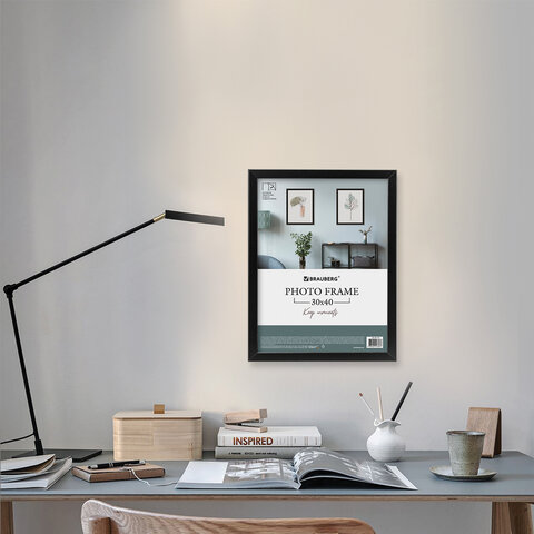 Рамка 30×40 см небьющаяся, аналог IKEA, багет 21 мм, МДФ, BRAUBERG «Idea», черная