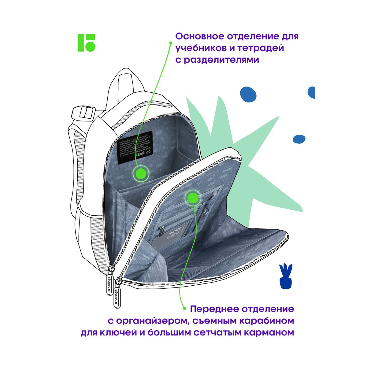 Ранец Berlingo Expert Box «Cute panda» 38×29×16см, 2 отделения, анатомическая спинка, пенал и мешок для обуви в комплекте