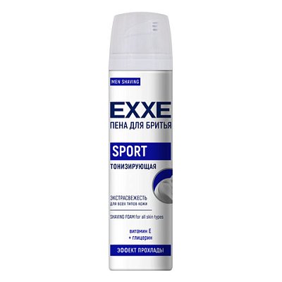 Пена для бритья тонизирующая 200 мл EXXE SPORT «Витамин Е + алоэ»