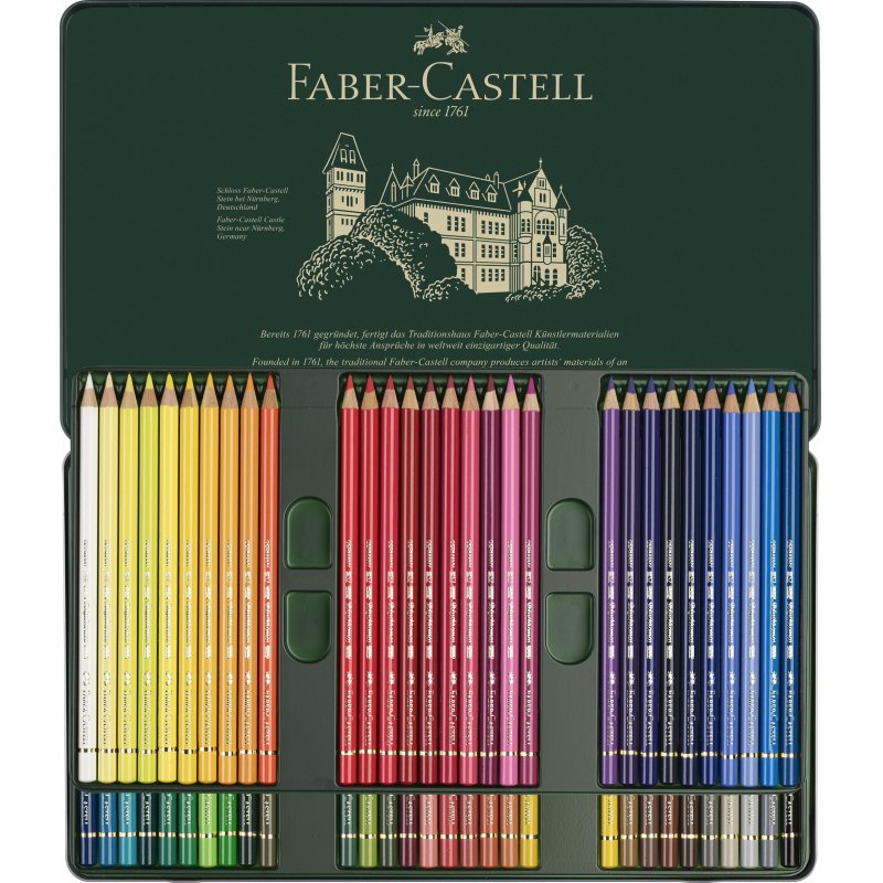 Карандаши цветные художественные Faber-Castell «Polychromos» 60цв., заточен., метал. коробка