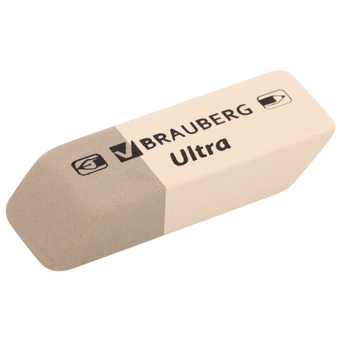 Ластики BRAUBERG «Ultra» 6 шт., размер ластика 41×14х8 мм, серо-белые, натуральный каучук