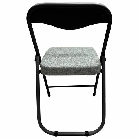 Стул складной для дома и офиса РС04К комфортчерный каркасрогожка светло-серая