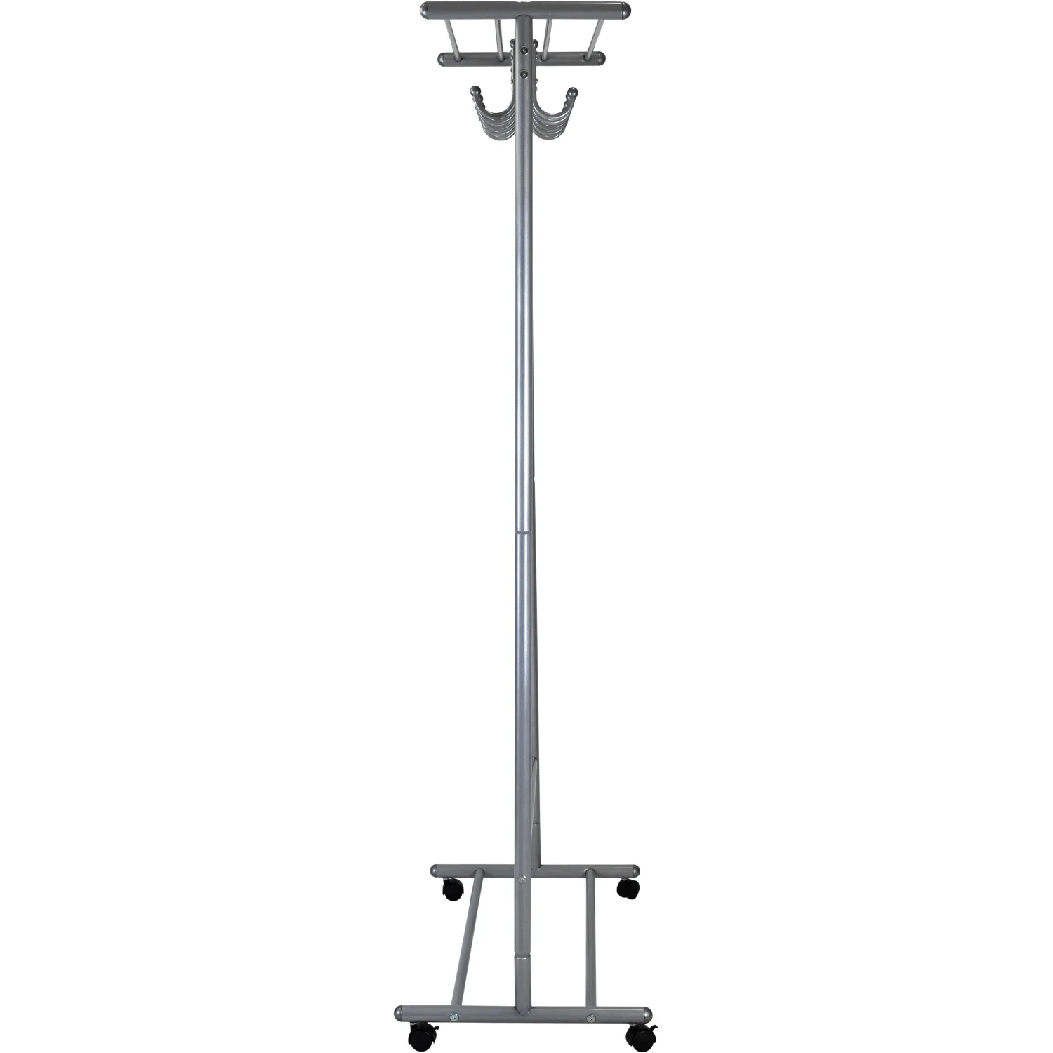 Вешалка МЕ_напольная М 9 с крючками (8209), колеса, металлик