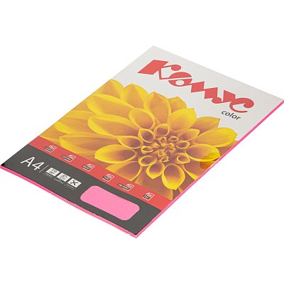 Бумага цветная Комус Color (малиновый неон) 75+-5гр, А4, 50 л