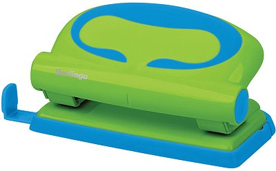 Дырокол Berlingo «Fuze» 10л., пластиковый, зеленый, с линейкой